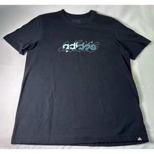 Adidas M Illust Lin T-Shirt Black Graphic Logo Mens Size L‎ NWT